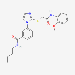 molecular formula C23H26N4O3S B2462839 N-butyl-3-[2-({[(2-methoxyphenyl)carbamoyl]methyl}sulfanyl)-1H-imidazol-1-yl]benzamide CAS No. 1115336-26-9