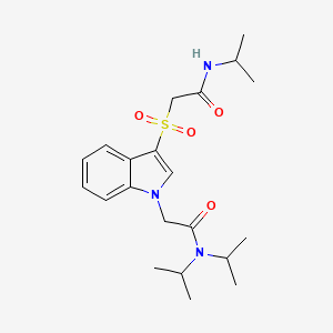 molecular formula C21H31N3O4S B2462872 N,N-diisopropyl-2-(3-((2-(isopropylamino)-2-oxoethyl)sulfonyl)-1H-indol-1-yl)acetamide CAS No. 894004-80-9