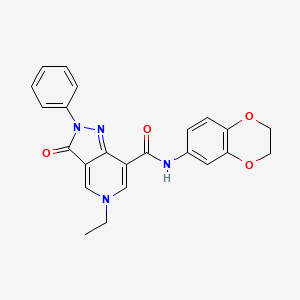 molecular formula C23H20N4O4 B2462881 N-(2,3-dihydro-1,4-benzodioxin-6-yl)-5-ethyl-3-oxo-2-phenyl-2H,3H,5H-pyrazolo[4,3-c]pyridine-7-carboxamide CAS No. 921881-07-4