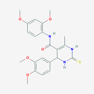 B2462926 N-(2,4-dimethoxyphenyl)-4-(3,4-dimethoxyphenyl)-6-methyl-2-thioxo-1,2,3,4-tetrahydropyrimidine-5-carboxamide CAS No. 440091-29-2