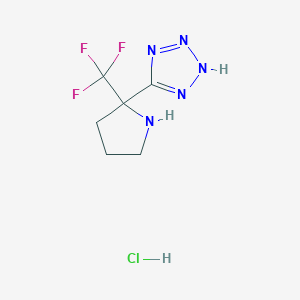 molecular formula C6H9ClF3N5 B2462969 5-[2-(trifluoromethyl)pyrrolidin-2-yl]-1H-1,2,3,4-tetrazole hydrochloride CAS No. 2089257-17-8