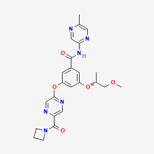 molecular formula C24H26N6O5 B2462991 Benzamide,3-[[5-(1-azetidinylcarbonyl)-2-pyrazinyl]oxy]-5-[(1R)-2-methoxy-1-methylethoxy]-N-(5-methyl-2-pyrazinyl)- CAS No. 919784-13-7
