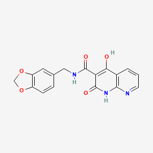 molecular formula C17H13N3O5 B2463003 N-[(2H-1,3-benzodioxol-5-yl)methyl]-4-hydroxy-2-oxo-1,2-dihydro-1,8-naphthyridine-3-carboxamide CAS No. 1251561-94-0