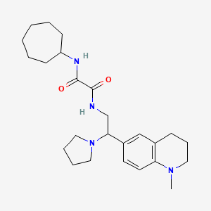 molecular formula C25H38N4O2 B2463005 N'-cycloheptyl-N-[2-(1-methyl-1,2,3,4-tetrahydroquinolin-6-yl)-2-(pyrrolidin-1-yl)ethyl]ethanediamide CAS No. 922012-86-0