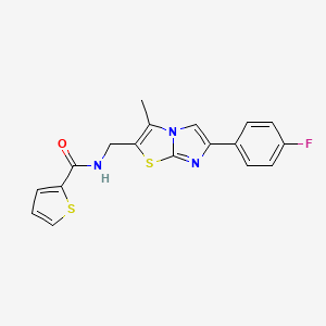 molecular formula C18H14FN3OS2 B2463010 N-((6-(4-fluorophenyl)-3-methylimidazo[2,1-b]thiazol-2-yl)methyl)thiophene-2-carboxamide CAS No. 1421480-70-7