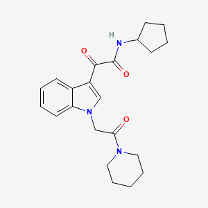 molecular formula C22H27N3O3 B2463020 N-cyclopentyl-2-oxo-2-{1-[2-oxo-2-(piperidin-1-yl)ethyl]-1H-indol-3-yl}acetamide CAS No. 872861-13-7