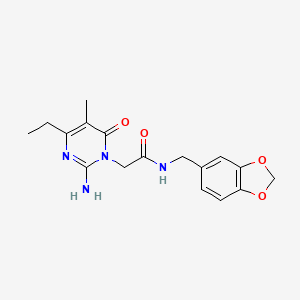 molecular formula C17H20N4O4 B2463047 2-(2-amino-4-ethyl-5-methyl-6-oxo-1,6-dihydropyrimidin-1-yl)-N-[(2H-1,3-benzodioxol-5-yl)methyl]acetamide CAS No. 1251553-55-5