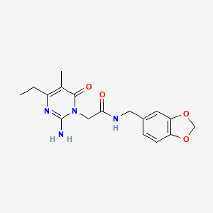 B2463047 2-(2-amino-4-ethyl-5-methyl-6-oxopyrimidin-1(6H)-yl)-N-(1,3-benzodioxol-5-ylmethyl)acetamide CAS No. 1251553-55-5