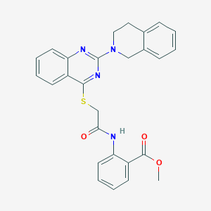 molecular formula C27H24N4O3S B2463062 methyl 2-(2-{[2-(1,2,3,4-tetrahydroisoquinolin-2-yl)quinazolin-4-yl]sulfanyl}acetamido)benzoate CAS No. 1112037-48-5