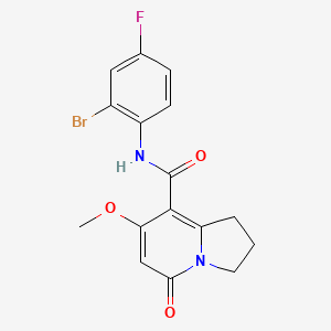 molecular formula C16H14BrFN2O3 B2463085 N-(2-bromo-4-fluorophenyl)-7-methoxy-5-oxo-1,2,3,5-tetrahydroindolizine-8-carboxamide CAS No. 2034280-73-2