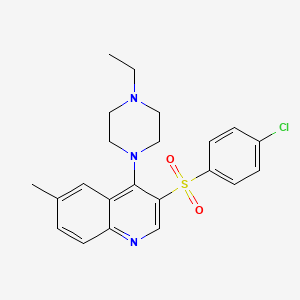 molecular formula C22H24ClN3O2S B2463088 3-(4-Chlorobenzenesulfonyl)-4-(4-ethylpiperazin-1-yl)-6-methylquinoline CAS No. 866845-14-9