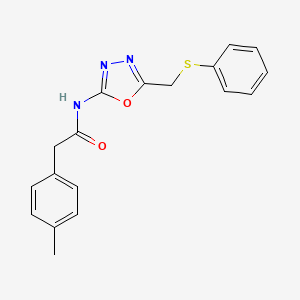 molecular formula C18H17N3O2S B2463090 N-(5-((phenylthio)methyl)-1,3,4-oxadiazol-2-yl)-2-(p-tolyl)acetamide CAS No. 923470-73-9