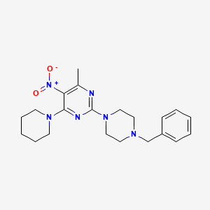 2-(4-Benzylpiperazin-1-yl)-4-methyl-5-nitro-6-(piperidin-1-yl)pyrimidine
