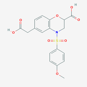 6-(carboxymethyl)-4-[(4-methoxyphenyl)sulfonyl]-3,4-dihydro-2H-1,4-benzoxazine-2-carboxylic acid