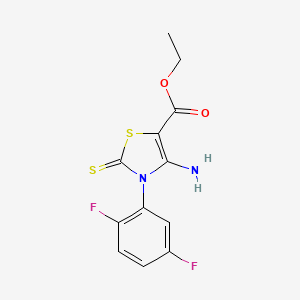 molecular formula C12H10F2N2O2S2 B2463101 ethyl 4-amino-3-(2,5-difluorophenyl)-2-sulfanylidene-2,3-dihydro-1,3-thiazole-5-carboxylate CAS No. 689772-21-2