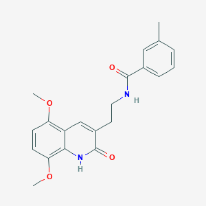 molecular formula C21H22N2O4 B2463104 N-(2-(5,8-dimethoxy-2-oxo-1,2-dihydroquinolin-3-yl)ethyl)-3-methylbenzamide CAS No. 851404-09-6