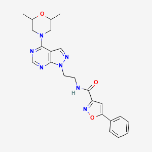 molecular formula C23H25N7O3 B2463110 N-(2-(4-(2,6-dimethylmorpholino)-1H-pyrazolo[3,4-d]pyrimidin-1-yl)ethyl)-5-phenylisoxazole-3-carboxamide CAS No. 1170553-62-4