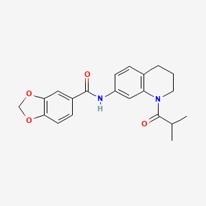 molecular formula C21H22N2O4 B2463118 N-(1-isobutyryl-1,2,3,4-tetrahydroquinolin-7-yl)benzo[d][1,3]dioxole-5-carboxamide CAS No. 1027372-20-8
