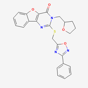 2-(((3-phenyl-1,2,4-oxadiazol-5-yl)methyl)thio)-3-((tetrahydrofuran-2-yl)methyl)benzofuro[3,2-d]pyrimidin-4(3H)-one