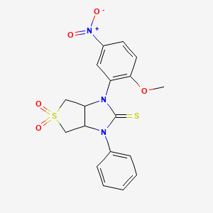 1-(2-methoxy-5-nitrophenyl)-3-phenyltetrahydro-1H-thieno[3,4-d]imidazole-2(3H)-thione 5,5-dioxide