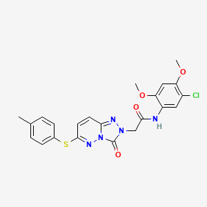 molecular formula C22H20ClN5O4S B2463134 N-(5-chloro-2,4-dimethoxyphenyl)-2-{6-[(4-methylphenyl)sulfanyl]-3-oxo-2H,3H-[1,2,4]triazolo[4,3-b]pyridazin-2-yl}acetamide CAS No. 1242883-86-8