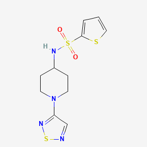 molecular formula C11H14N4O2S3 B2463136 N-[1-(1,2,5-thiadiazol-3-yl)piperidin-4-yl]thiophene-2-sulfonamide CAS No. 2034304-36-2