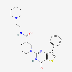 1-(4-oxo-7-phenyl-3,4-dihydrothieno[3,2-d]pyrimidin-2-yl)-N-(2-(piperidin-1-yl)ethyl)piperidine-3-carboxamide