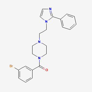 molecular formula C22H23BrN4O B2463168 (3-bromophenyl)(4-(2-(2-phenyl-1H-imidazol-1-yl)ethyl)piperazin-1-yl)methanone CAS No. 1396760-99-8
