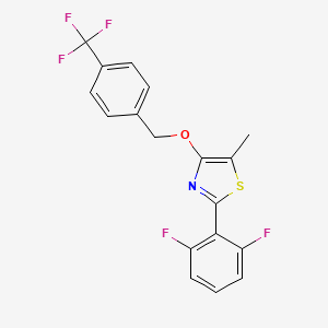 molecular formula C18H12F5NOS B2463174 2-(2,6-Difluorophenyl)-5-methyl-4-{[4-(trifluoromethyl)benzyl]oxy}-1,3-thiazole CAS No. 400087-55-0