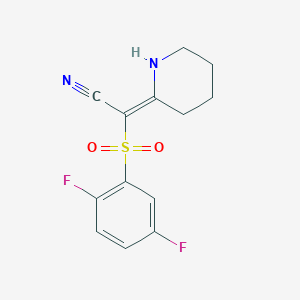 molecular formula C13H12F2N2O2S B2463175 (2E)-[(2,5-difluorophenyl)sulfonyl](piperidin-2-ylidene)acetonitrile CAS No. 1454881-60-7