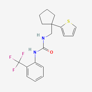 molecular formula C18H19F3N2OS B2463178 1-((1-(Thiophen-2-yl)cyclopentyl)methyl)-3-(2-(trifluoromethyl)phenyl)urea CAS No. 1207001-36-2