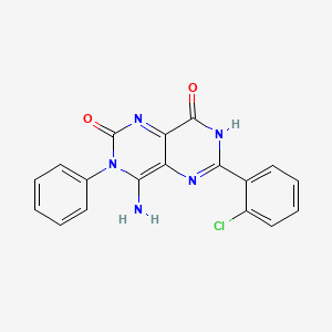 molecular formula C18H12ClN5O2 B2463180 6-(2-Chlorophenyl)-4-imino-3-phenyl-1,3,4,7-tetrahydropyrimido[5,4-d]pyrimidine-2,8-dione CAS No. 866019-01-4