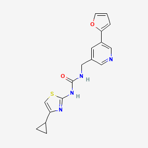 molecular formula C17H16N4O2S B2463182 1-(4-Cyclopropylthiazol-2-yl)-3-((5-(furan-2-yl)pyridin-3-yl)methyl)urea CAS No. 2034466-71-0