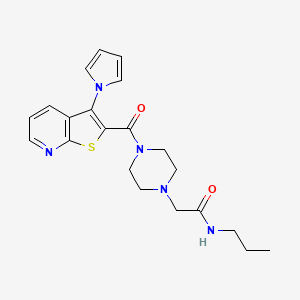 molecular formula C21H25N5O2S B2463183 N-propyl-2-{4-[3-(1H-pyrrol-1-yl)thieno[2,3-b]pyridine-2-carbonyl]piperazin-1-yl}acetamide CAS No. 1112279-78-3
