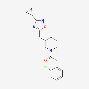 molecular formula C19H22ClN3O2 B2463192 2-(2-Chlorophenyl)-1-(3-((3-cyclopropyl-1,2,4-oxadiazol-5-yl)methyl)piperidin-1-yl)ethanone CAS No. 1705074-97-0