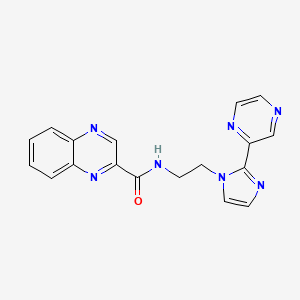 molecular formula C18H15N7O B2463193 N-(2-(2-(pyrazin-2-yl)-1H-imidazol-1-yl)ethyl)quinoxaline-2-carboxamide CAS No. 2034476-84-9