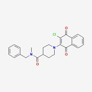 molecular formula C24H23ClN2O3 B2463202 N-benzyl-1-(3-chloro-1,4-dioxo-1,4-dihydro-2-naphthalenyl)-N-methyl-4-piperidinecarboxamide CAS No. 439108-74-4