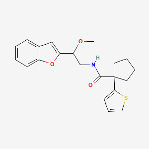 molecular formula C21H23NO3S B2463207 N-(2-(benzofuran-2-yl)-2-methoxyethyl)-1-(thiophen-2-yl)cyclopentanecarboxamide CAS No. 2034206-53-4