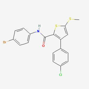 molecular formula C18H13BrClNOS2 B2463216 N-(4-bromophenyl)-3-(4-chlorophenyl)-5-(methylsulfanyl)-2-thiophenecarboxamide CAS No. 477858-02-9