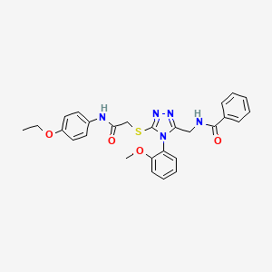 molecular formula C27H27N5O4S B2463222 N-((5-((2-((4-ethoxyphenyl)amino)-2-oxoethyl)thio)-4-(2-methoxyphenyl)-4H-1,2,4-triazol-3-yl)methyl)benzamide CAS No. 391897-64-6