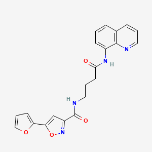 molecular formula C21H18N4O4 B2463231 4-{[5-(furan-2-yl)-1,2-oxazol-3-yl]formamido}-N-(quinolin-8-yl)butanamide CAS No. 1251579-10-8