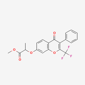 molecular formula C20H15F3O5 B2463238 methyl 2-((4-oxo-3-phenyl-2-(trifluoromethyl)-4H-chromen-7-yl)oxy)propanoate CAS No. 449740-87-8