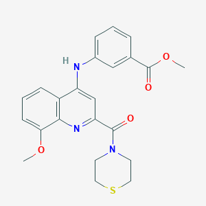 molecular formula C23H23N3O4S B2463242 3-chloro-N-(4-{1-[(propylamino)carbonyl]cyclopropyl}phenyl)benzamide CAS No. 1251679-53-4