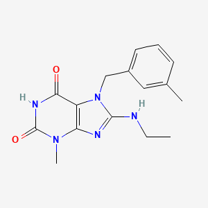 molecular formula C16H19N5O2 B2463252 8-(ethylamino)-3-methyl-7-(3-methylbenzyl)-1H-purine-2,6(3H,7H)-dione CAS No. 332897-32-2