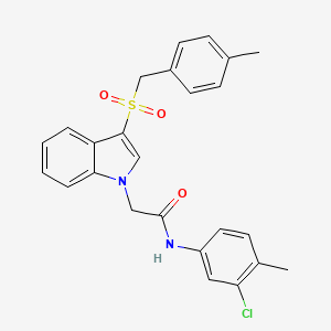 molecular formula C25H23ClN2O3S B2463254 N-(3-chloro-4-methylphenyl)-2-{3-[(4-methylphenyl)methanesulfonyl]-1H-indol-1-yl}acetamide CAS No. 878062-88-5