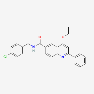 molecular formula C25H21ClN2O2 B2463257 N-[(4-chlorophenyl)methyl]-4-ethoxy-2-phenylquinoline-6-carboxamide CAS No. 1114830-75-9