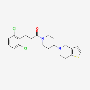 molecular formula C21H24Cl2N2OS B2463263 3-(2,6-二氯苯基)-1-(4-(6,7-二氢噻吩[3,2-c]吡啉-5(4H)-基)哌啶-1-基)丙酮 CAS No. 2034294-60-3