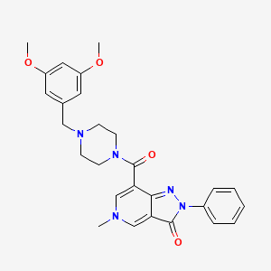 molecular formula C27H29N5O4 B2463267 7-(4-(3,5-dimethoxybenzyl)piperazine-1-carbonyl)-5-methyl-2-phenyl-2H-pyrazolo[4,3-c]pyridin-3(5H)-one CAS No. 1040648-73-4