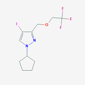 molecular formula C11H14F3IN2O B2463272 1-cyclopentyl-4-iodo-3-[(2,2,2-trifluoroethoxy)methyl]-1H-pyrazole CAS No. 1856027-63-8