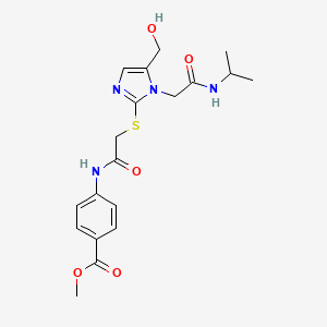 molecular formula C19H24N4O5S B2463276 methyl 4-(2-((5-(hydroxymethyl)-1-(2-(isopropylamino)-2-oxoethyl)-1H-imidazol-2-yl)thio)acetamido)benzoate CAS No. 921795-19-9